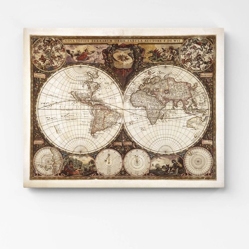 Quadro mappa del mondo antica