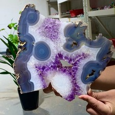 Fetta di cristallo agata ametista naturale 2,03 libbre guarigione grande esemplare
