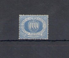 1877 SAN MARINO Stemma n. 3 - 10 centesimi Centrissimo d'oltremare - senza gomma