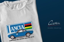 T-SHIRT MAGLIA AUTO LANCIA FULVIA CAMPIONE DEL MONDO RALLY RALLIES 1972 azzurra