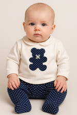 COMPLETO NEONATA  MAGLIA AUTOMATICI ORSETTO PANTALONE POIS  ELLEPI ART.CO4847