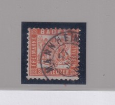 1862 Antichi Stati Tedeschi Baden:  30k. arancio scuro (N° 21) Raro (279/s507)