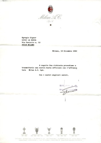 Lettera ufficiale milan - milan, a.c