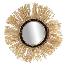 SPECCHIO DA PARETE TONDO SPECCHIERA LEGNO PAGLIA CLASSICO MODERNO 50 CM