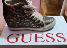 Scarpe GUESS Sneakers pizzo N. 36 zeppa rosa donna