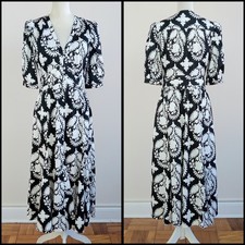Abito prateria taglia 8 DIANE Von FURSTENBERG nero cotone retrò ispirazione vintage