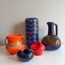 5 OGGETTI VETROCERAMICA VINTAGE  SPACE AGE 70 S.I.C. BERTONCELLO GABBIANELLI (?)