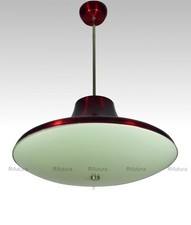 Lampadario Fontana Arte campana disco vintage design alluminio vetro curvato-1BF