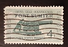 Francobolli Stati Uniti Guerra Civile Secessione cannone Mi808 Sc1178 Yv713 1961