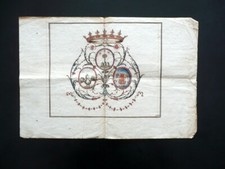 Araldica Stemma Araldico Blasone Disegnato a Mano A Colori Fine '600 Unico