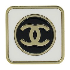 Anello CHANEL CC con sigillo placcato oro US 5,25 nero bianco