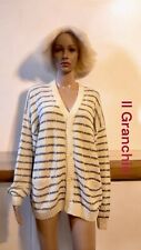Il Granchio cardigan Jacket Unisex donna Uomo Bianco Maglione Giacca Righe Blu 4