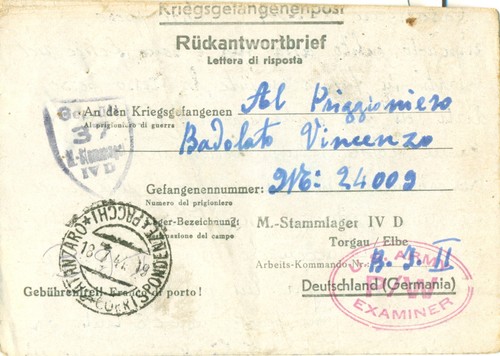 Italy pow 1943 cover - , freepost
