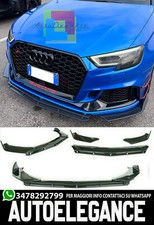 SPLITTER AUDI A3 8V RS3 2016+ LIP NERO LUCIDO SOTTO PARAURTI ABS DESIGN 3P .