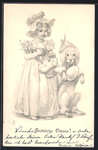 Cartolina artistica ragazza - , e