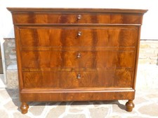 Comò Cassettone Cappuccino '800 in Piuma di Noce como' Luigi Filippo Restaurato