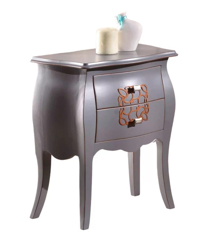 Comodino bombato legno grigio - comodino,