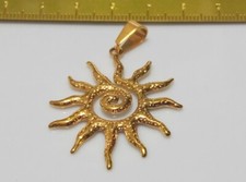 1pz ciondolo sole  in acciaio inox 39x33mm colore oro bijoux