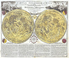 ASTRONOMIA LUNARE "Tabula Selenographica" 1742 J. Doppelmayr ANTICA MAPPA ORIGINALE