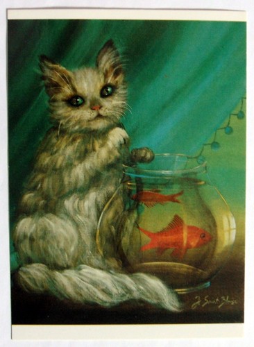Cat art postcard a - art,