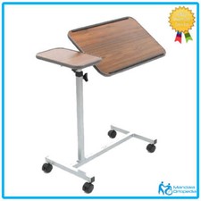 TAVOLO LETTO CON RUOTE 2PIANI 1INCLINABILE TAVOLINO SERVITORE REGOLABILE ALTEZZA