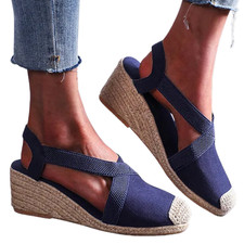 Espadrillas Donna Blu Zeppa in Corda 6,5 cm Tg 42 Sandali Estivi Nuove