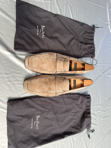 Berluti tan brown suede - suede, penny
