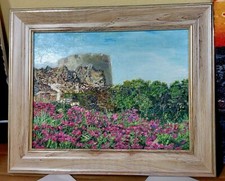 Cornice Quadro dipinto A Mano Legno 18x24cm Colori A Olio Primavera Sardegna 