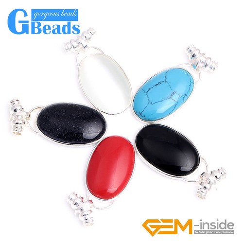 Oval perline ciondolo argento - oval,