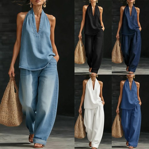 Tuta donna estiva denim - , scollo