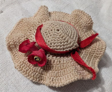 CAPPELLO BAMBOLA UNCINETTO FATTO A MANO d 8 cm d CENTRO 3,5 cm VINTAGE!!