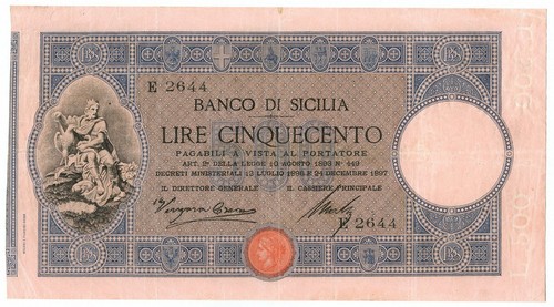 500 lire banco sicilia - 500,