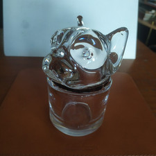 Sevres-France-Portagioie in Cristallo+Scultura Testa di Bulldog Francese+collare