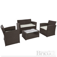 Set Palermo Salotto da Giardino Esterno Effetto Rattan Marrone Divano Poltrone