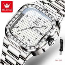 OLEVS Orologio Uomo Lusso Quarzo Quadrante Quadrato, Luminoso, Impermeabile, Giorno e Data