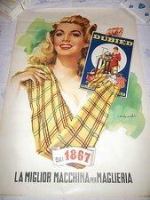 MANIFESTO PUBBLICITARIO ORIGINALE A COLORI "DUBIED DAL 1867MACCHINA MAGLIERIA "