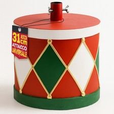 Base Albero di Natale Tamburo 32x31cm Decoro Attacco Universale Rosso e Verde