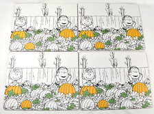 Set 4 tappetini in sughero toppa zucca grande arachidi fienile ceramica autunno Halloween