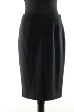 Strenesse Gonna A Matita 38 Nera Uni Elegante Midi In Lana Vergine Nuova