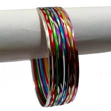 Indiano Set Bracciali Rigidi Ø6 ,5cm Gioiello Bollywood Choorian Bangle Colorato