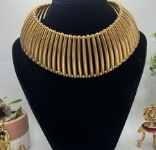 COLLANA GIROCOLLO ZARA SS25 metallo dichiarazione tribale barra larga perline tono oro