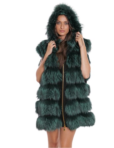 Gilet volpe con cappuccio - , 60