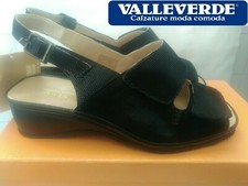 VALLEVERDE Sandalo Scarpa Donna Plantare Pelle Nero MADE IN ITALY N°35 Nuovo