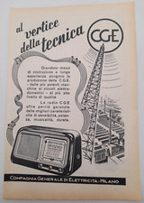 Ritaglio Pubblicità del 1952 Radio CGE al vertice della tecnica