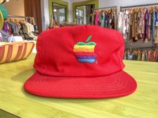 RARO cappello snapback vintage Apple Mac Computers rosso logo arcobaleno made in USA