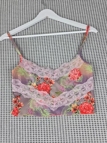Lace trim cami crop - lace,