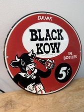 DRINK BLACK KOW  American diner -Enamel Sign Garage-Man Cave 12”Classic  USA 