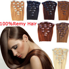 7 FASCIA CAPELLI VERI 100% 16 CLIP Remy Hair SET ALLUNGAMENTO 53CM EXTENSION 