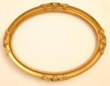 Cornice OVALE in legno foglia oro. per quadri, foto, stampe larg8 cm batt 1 cm