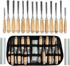 TIMESETL 12 scalpelli per legno + 2 lime + 4 pezzi di olio di pietra, coltello p